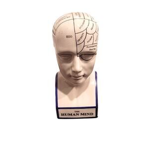 Human Mind Bust Head Statue Collectible Circa 1999 White Blue